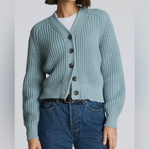 Everlane the Texture Cotton Cardigan sweater blue shadow XS